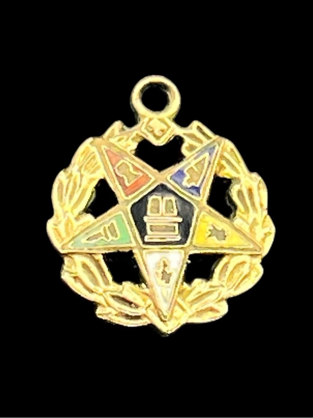 12k gold filled Masonic Order of the Eastern Star enamel pendant for necklace